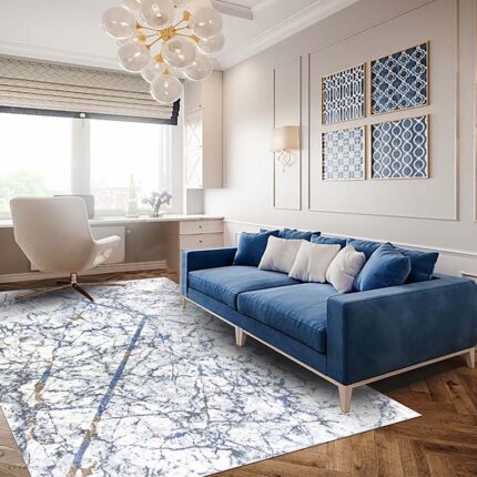 Covor Domino DS03 Gri/ Albastru