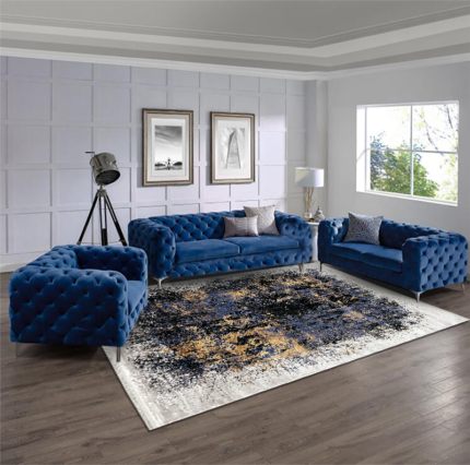 Covor Babil BX05 Gri/Albastru/Auriu - imagine 2