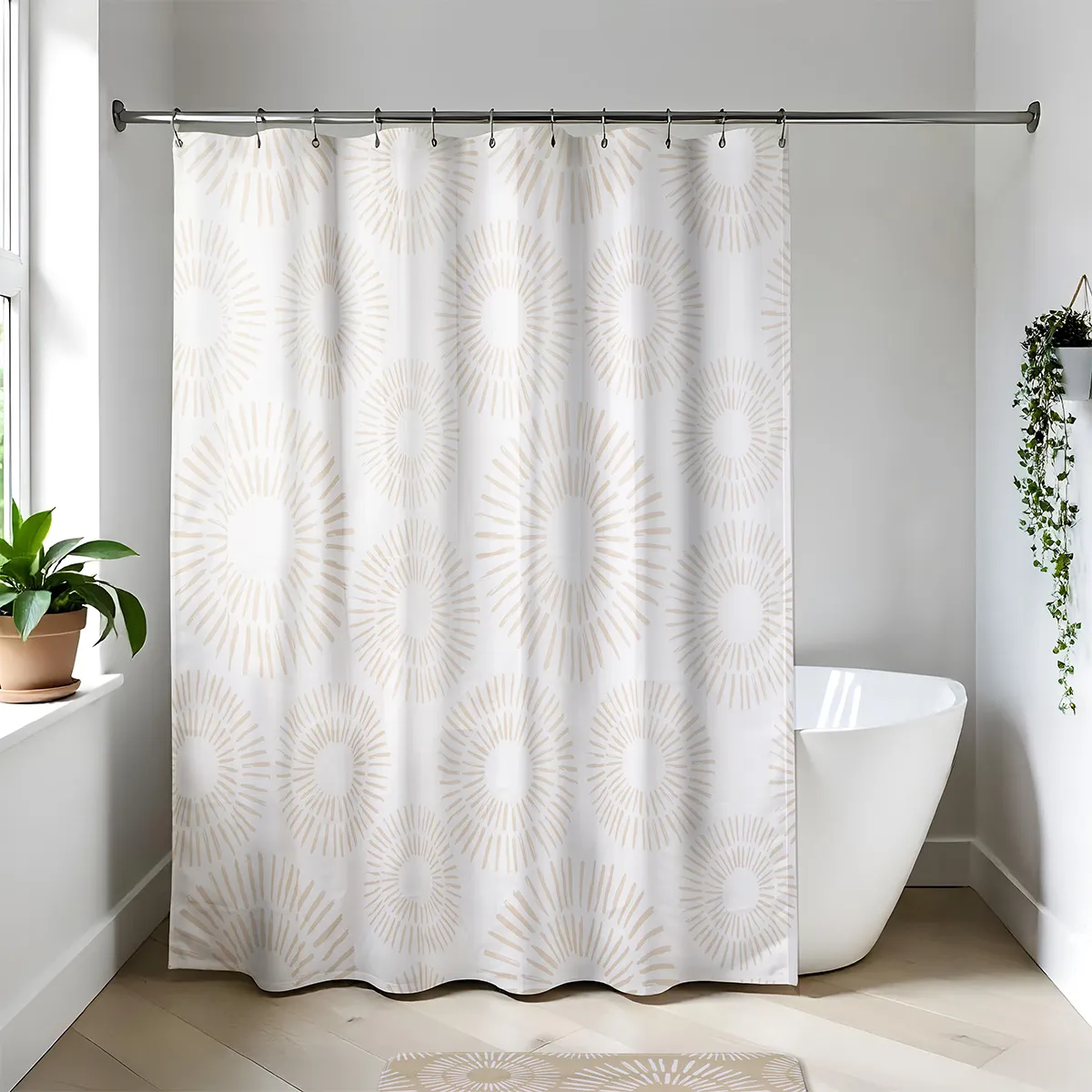 1100785 PERDEA DUȘ EVA 180X180 CM - DESIGN SPIRALE - ALB - imagine 1