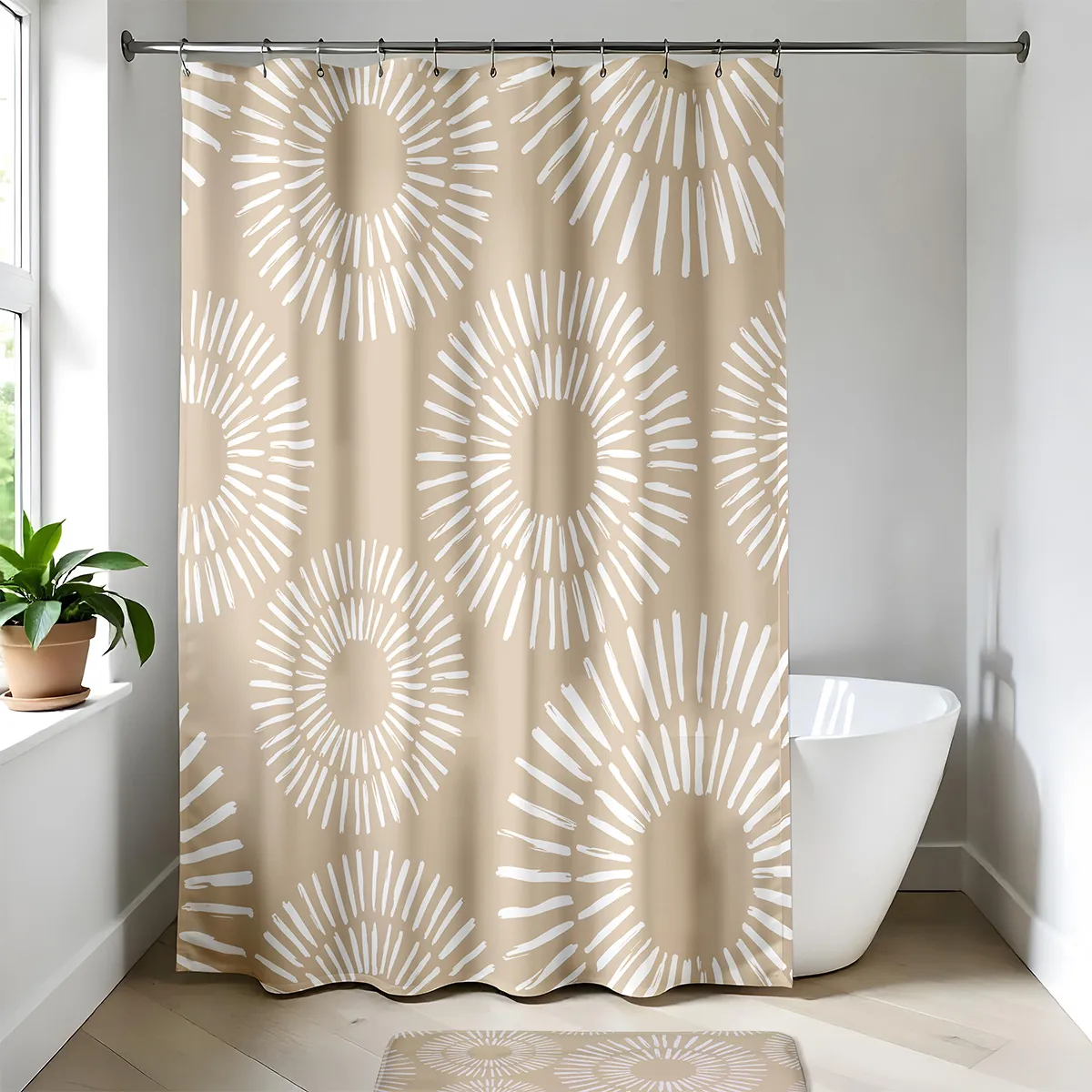 1200785 PERDEA DUȘ 180X200 CM DESIGN SPIRALE - CREM - imagine 1