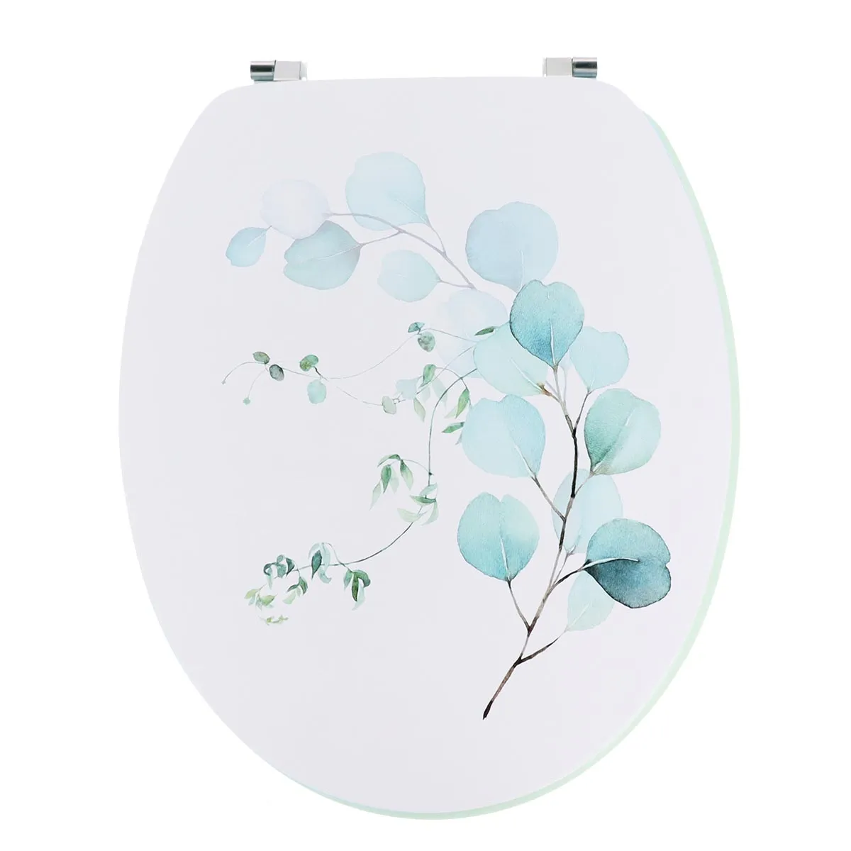 4110786 CAPAC TOALETĂ 45 CM MDF PRINDERI INOX - DESIGN FLORAL - BLEU | CAPACE WC - imagine 1