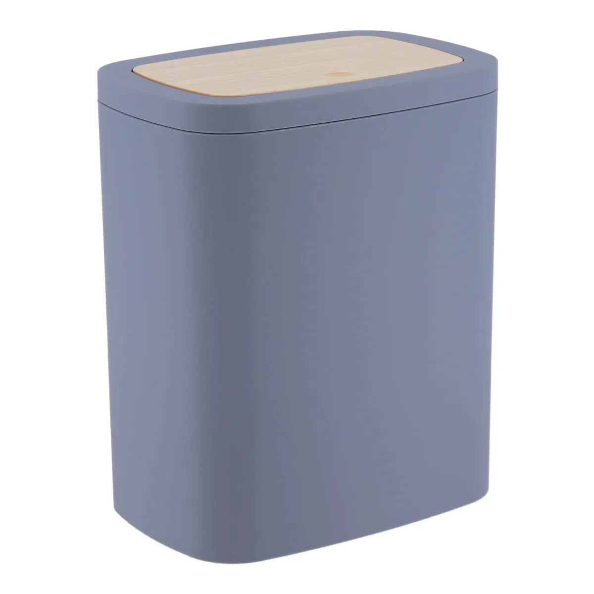 65110180 COȘ GUNOI CU CAPAC PLASTIC EFECT BAMBOO 5L - GRI | COȘURI DE GUNOI BAIE - imagine 1