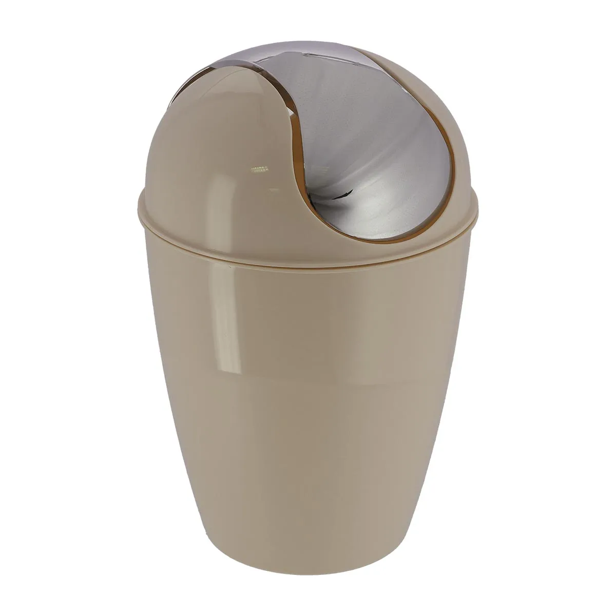 6518165 COȘ GUNOI CU CAPAC PLASTIC 5,6L CONIC - GREIGE | COȘURI DE GUNOI BAIE - imagine 1