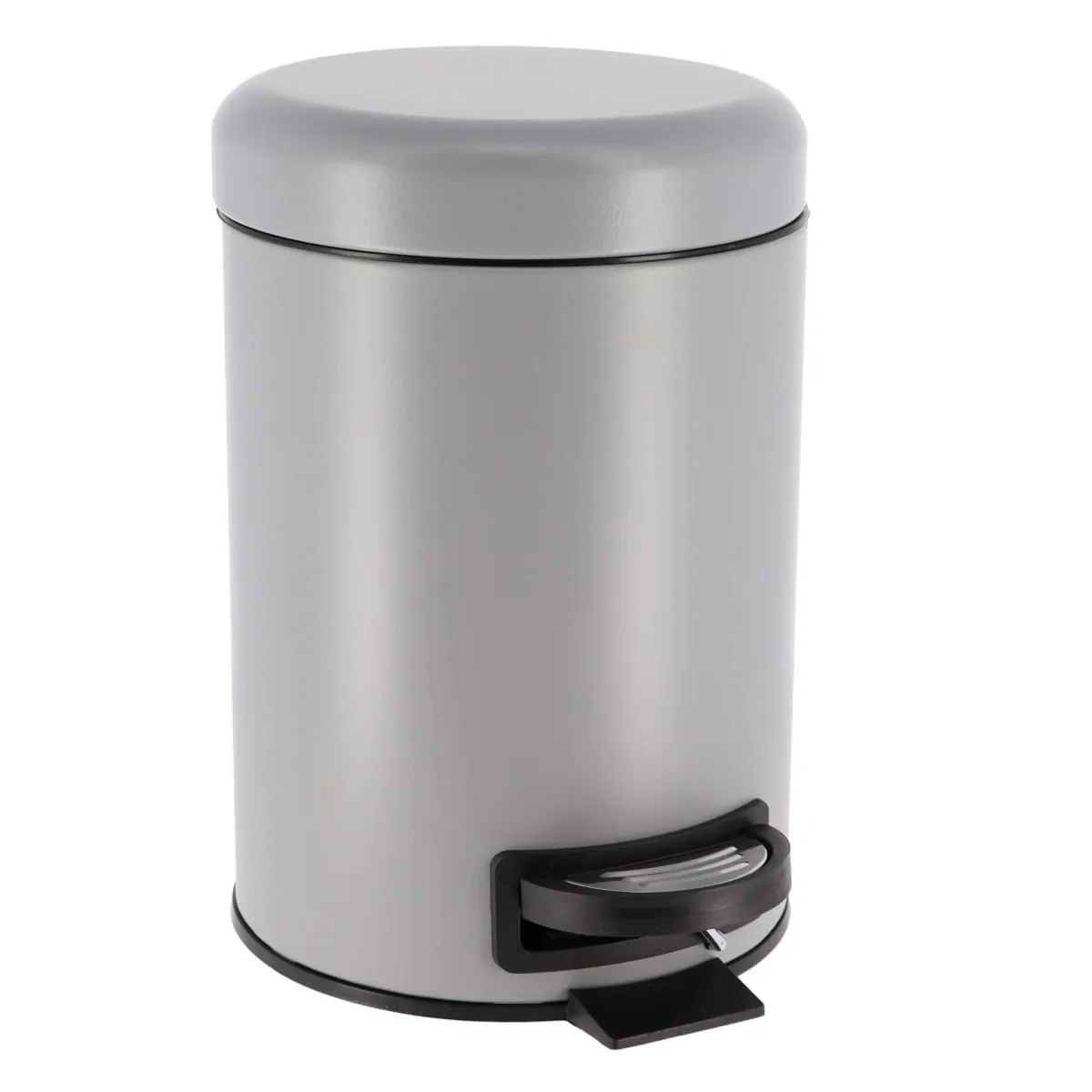 6543180 COȘ GUNOI METALIC CAPAC INCHIDERE LENTA 3L ROTUND - GRI | COȘURI DE GUNOI BAIE - imagine 1