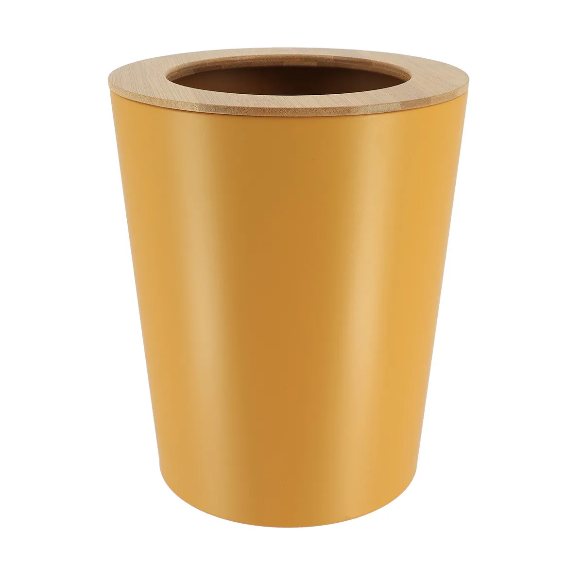6550199 COȘ GUNOI METALIC 5L CAPAC BAMBUS - ORANGE | COȘURI DE GUNOI BAIE - imagine 1