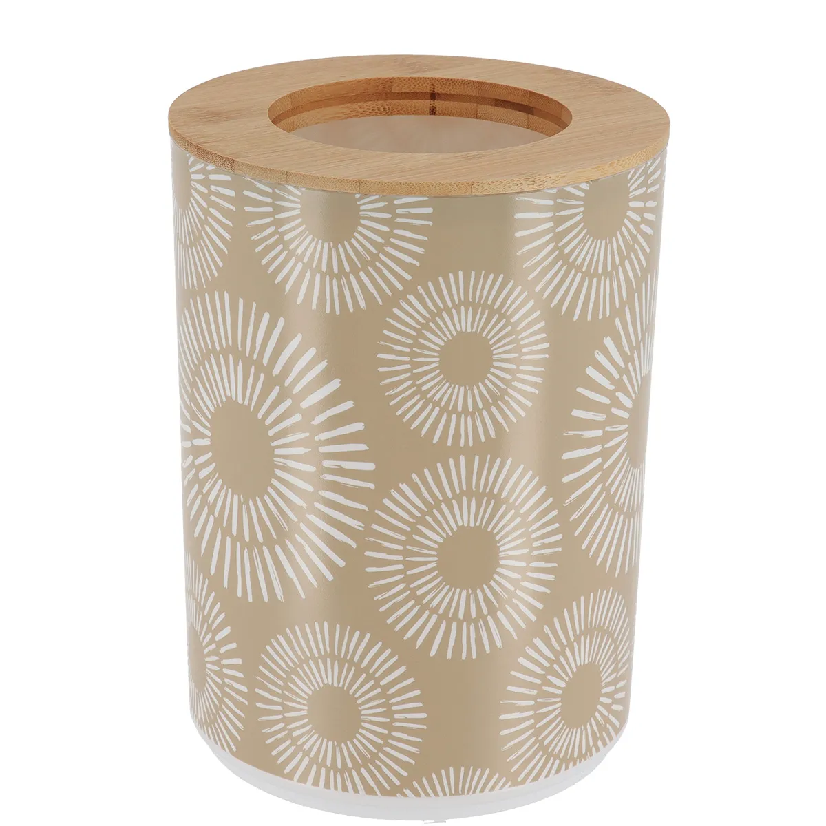 6574n785 COȘ GUNOI PLASTIC CAPAC BAMBUS DESIGN SPIRALE 5L - CREM | COȘURI DE GUNOI BAIE - imagine 1