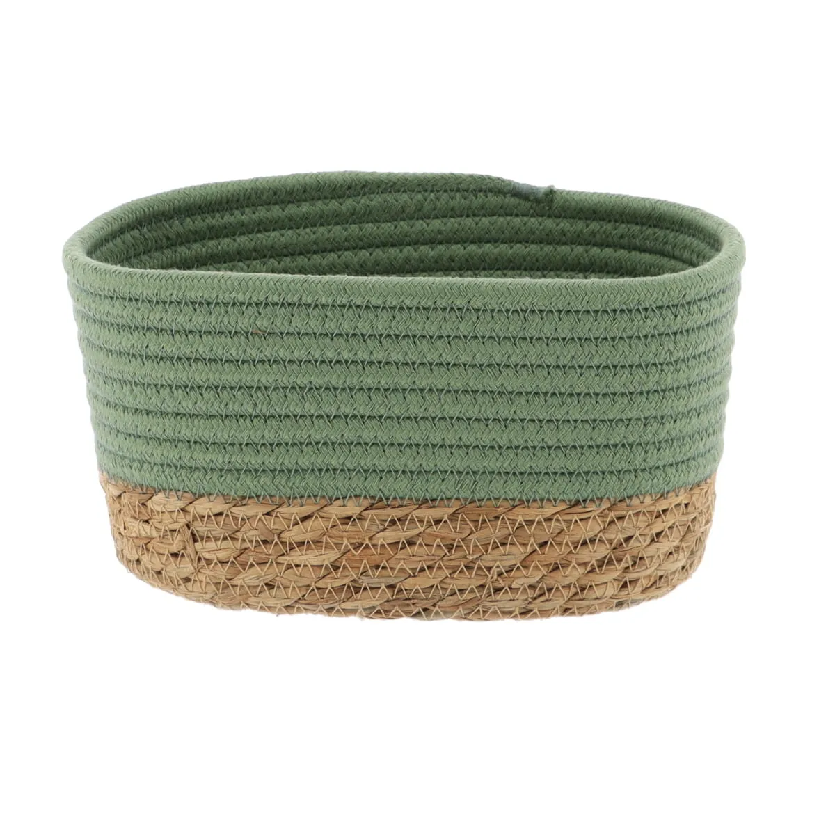 8416414902 COȘ MEDIU RECTANGULAR BUMBAC / IARBA DE MARE 21X13X12 CM - KAKI / BEJ | ORGANIZATOARE BAIE - imagine 1