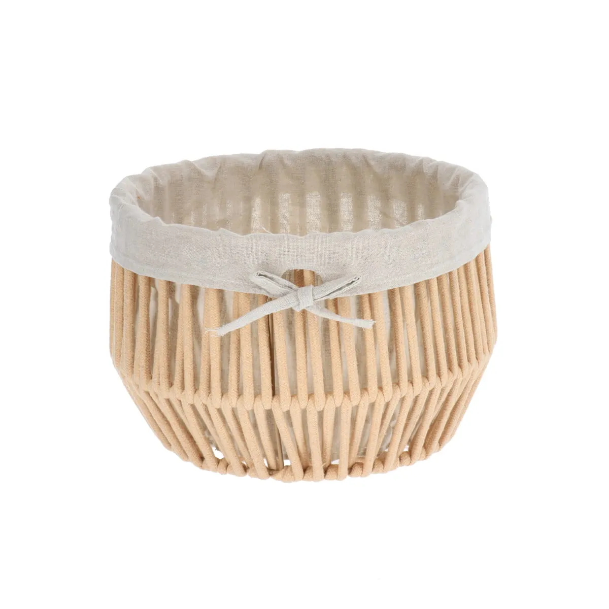 8422716103 COȘ RUFE EFECT SFOARĂ POLIESTER / BUMBAC 30X20 CM - BEJ | ORGANIZATOARE BAIE - imagine 1