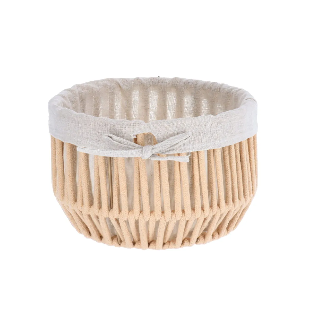 8422716104 COȘ RUFE EFECT SFOARĂ POLIESTER / BUMBAC 26X17 CM - BEJ | ORGANIZATOARE BAIE - imagine 1