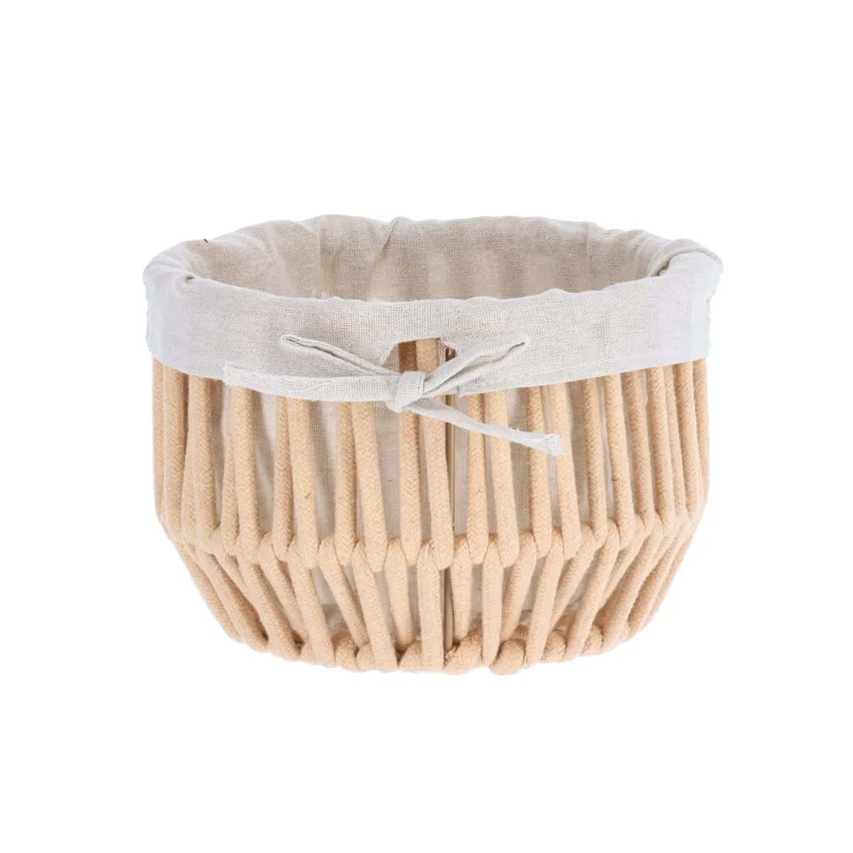 8422716105 COȘ RUFE EFECT SFOARĂ POLIESTER / BUMBAC 22X15 CM - BEJ | ORGANIZATOARE BAIE - imagine 1