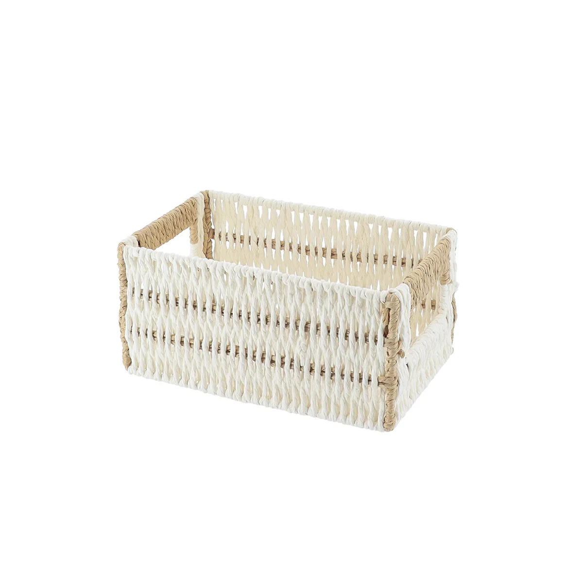 882410006 COȘ BICOLOR DEPOZITARE 22X14X10,5 CM - ALB / NATURAL | ORGANIZATOARE BAIE - imagine 1