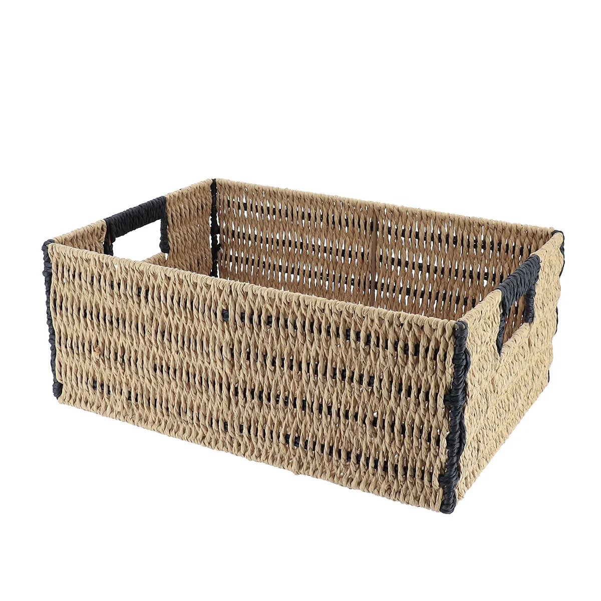 882410402 COȘ BICOLOR DEPOZITARE 39X27X15,5 CM - NATURAL / NEGRU | ORGANIZATOARE BAIE - imagine 1