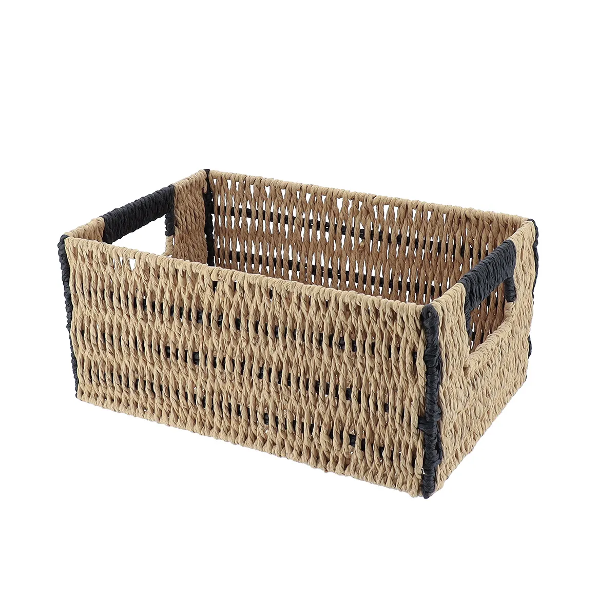 882410404 COȘ BICOLOR DEPOZITARE 30X20,5X13,5 CM - NATURAL / NEGRU | ORGANIZATOARE BAIE - imagine 1