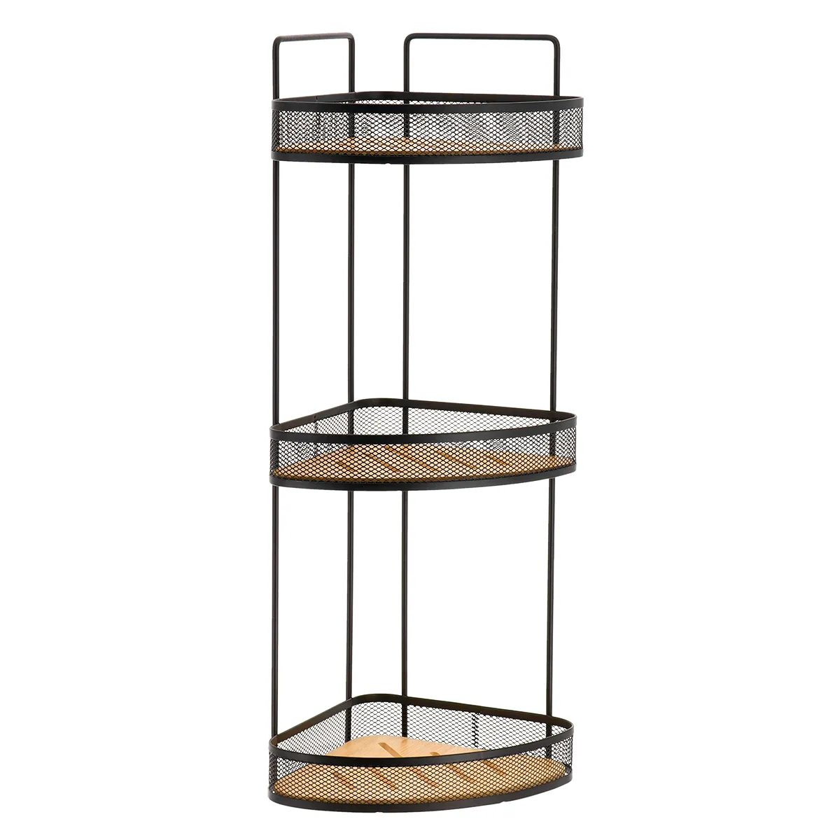 91107237 RAFT DE COLT 3 NIVELURI METAL/BAMBUS PODEA - NEGRU / BAMBOO | ETAJERE BAIE - imagine 1