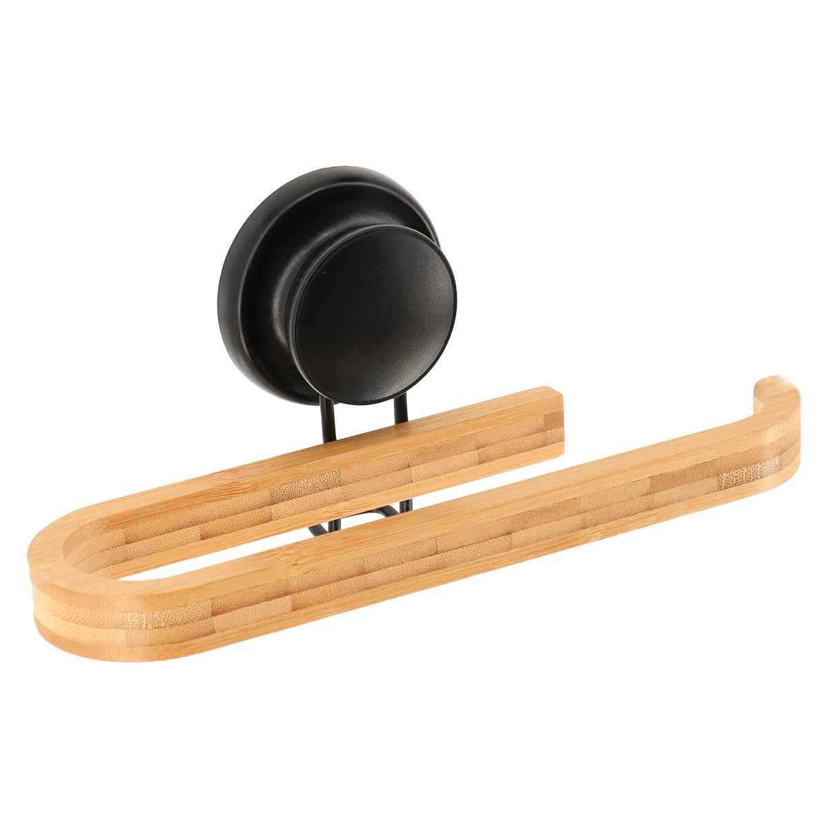 91151237 SUPORT HÂRTIE CU VENTUZĂ BAMBOO – NEGRU | SUPORT HÂRTIE IGIENICA - imagine 1