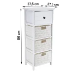 Corp mobilier MDF 1 sertar / 3 coșuri depozitare 86x27,5x37,5 cm - Alb | Mobilier depozitare baie - imagine 2