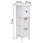 Corp mobilier MDF 1 sertar / 2 coșuri depozitare 77x25x25 cm - Alb | Mobilier depozitare baie - imagine 2