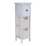 Corp mobilier MDF 1 sertar / 2 coșuri depozitare 77x25x25 cm - Alb | Mobilier depozitare baie