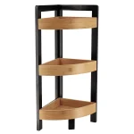 Corp mobilier colț BAMBUS/MDF 3 rafturi 61x23x23 cm - Bamboo / Negru | Mobilier depozitare baie