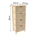 Corp mobilier MDF cu 4 coșuri mânere metalice 86x37,5x27,5 cm - Natural/Negru | Mobilier depozitare baie - imagine 2
