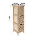 Corp mobilier MDF cu 3 coșuri mânere metalice 77x25x25 cm - Natural/Negru | Mobilier depozitare baie - imagine 2