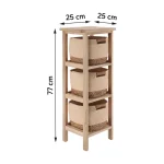 Corp mobilier lemn 3 cosuri Bumbac/Iarba de mare 77x25x25 cm - Natural/ Bej | Mobilier depozitare baie - imagine 2