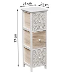 Corp mobilier cu 3 sertare 77x25x25 cm - Natural/Gri imprimat | Mobilier depozitare baie - imagine 2
