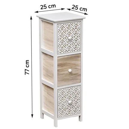 Corp mobilier cu 3 sertare 77x25x25 cm - Natural/Gri imprimat | Mobilier depozitare baie - imagine 2