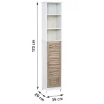 Mobilier baie MDF 1 ușă/3 rafturi 173x26x35 cm - STOCKHOLM / Alb | Mobilier depozitare baie - imagine 2