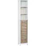 Mobilier baie MDF 1 ușă/3 rafturi 173x26x35 cm - STOCKHOLM / Alb | Mobilier depozitare baie