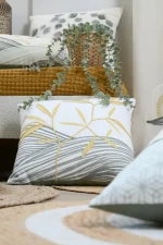 Pernă decorativă Yuki 40X40 cm, culoare muștar/gri, 100% bumbac - imagine 2