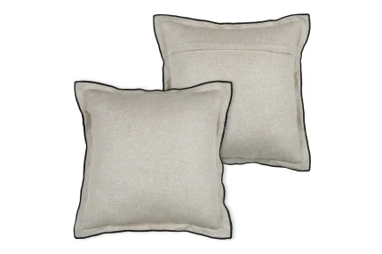 Pernă decorativă Aline 40X40 cm, culoare bej, cu paspoal negru, 81% bumbac 19% in - imagine 3