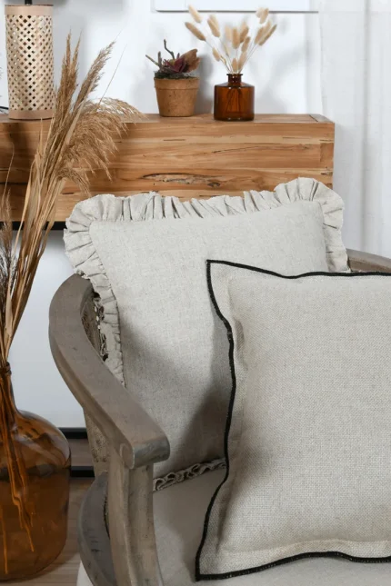 Pernă decorativă Aline 40X40 cm, culoare bej, 19% in 81% bumbac - imagine 7