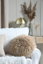 Pernă decorativă Cosylife Diam 40, culoare bej, 100% poliester - imagine 5