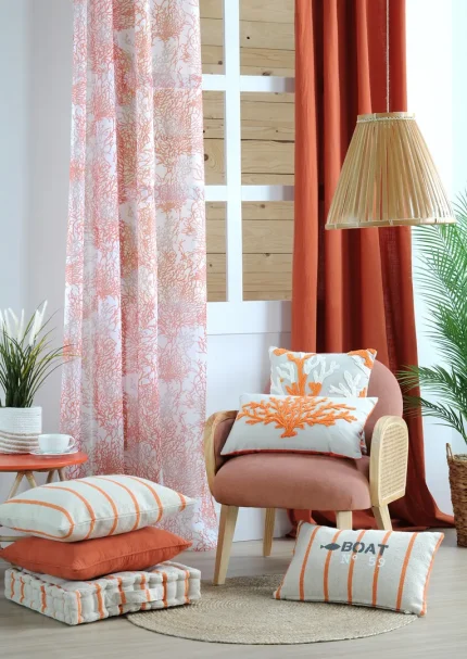 Pernă decorativă St Trop 50X50 cm, culoare alb/coral, 100% bumbac - imagine 2