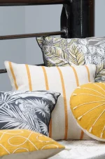 Pernă decorativă St Trop 50X50 cm, culoare alb/muștar, 100% bumbac - imagine 2