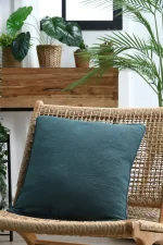 Pernă decorativă Coline 45X45 cm, culoare verde petrol, 100% bumbac - imagine 6