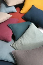 Pernă decorativă Coline 45X45 cm, culoare gri deschis, 100% bumbac - imagine 5