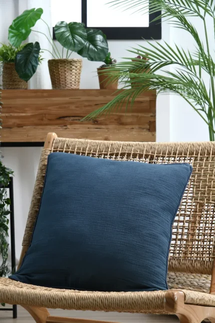 Pernă decorativă Coline 45X45 cm, culoare albastru, 100% bumbac - imagine 6