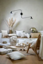 Pernă decorativă Balma 45X45 cm, culoare alb, 100% bumbac - imagine 6