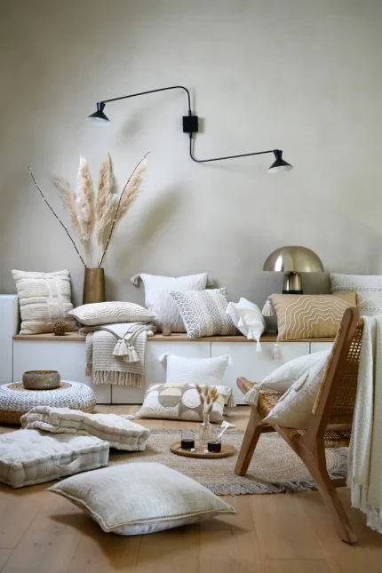 Pernă decorativă Balma 45X45 cm, culoare alb, 100% bumbac - imagine 6