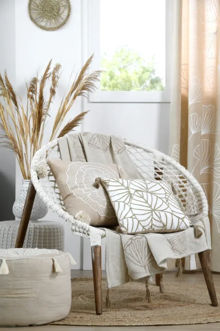 Pernă decorativă Nova 45X45 cm, culoare natural, 55% bumbac 45% poliester - imagine 6