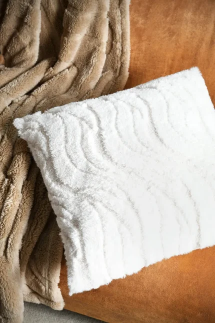 Pernă decorativă Fauves 45X45 cm, culoare crem, 100% poliester - imagine 5