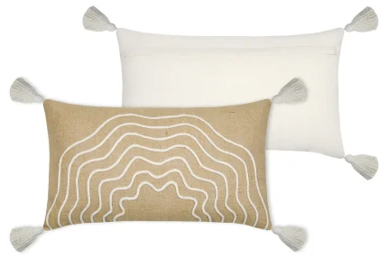 Pernă decorativă Balma 35X60 cm, culoare nisip, 55% iută 40% bumbac 5% lurex - imagine 3