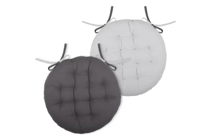 Pernă de scaun Ronde Duo Gri/Perla 38X38 cm, culoare gri/perlă, 100% bumbac - imagine 2