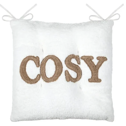 Pernă de scaun Cosylife 38X38 cm, culoare crem, 100% poliester