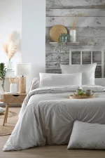 Cearșaf cu elastic Elysee 90X190 cm, culoare gri deschis, 100% bumbac OEKO TEX - imagine 2