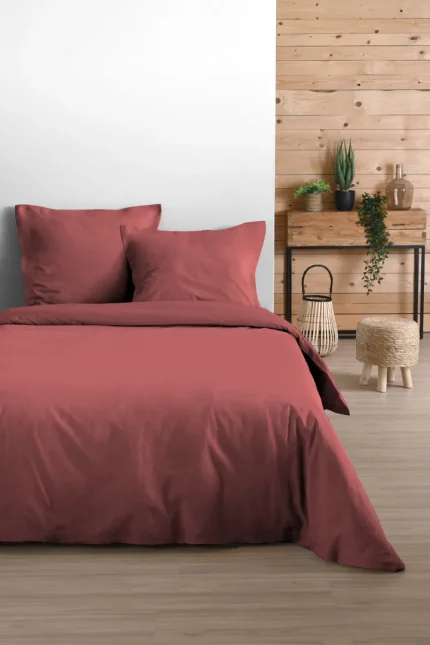 Cearșaf cu elastic Eden 160X200 cm, culoare rubiniu, 100% bumbac - imagine 2