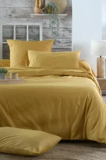 Cearșaf cu elastic Elysee 160X200 cm, culoare muștar, 100% bumbac - imagine 6