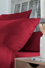 Cearșaf cu elastic Elysee 160X200 cm, culoare Roșu, 100% bumbac OEKO TEX - imagine 6